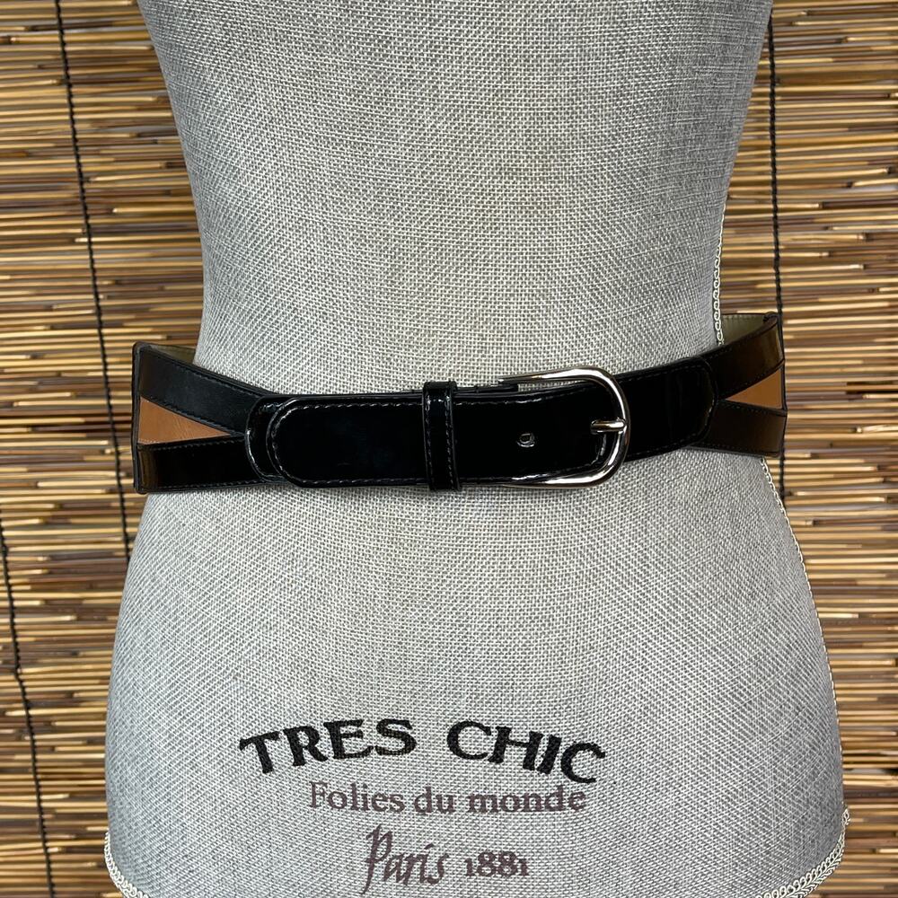 Tri-Color Triple Band Faux Leather Corset Yoke Belt